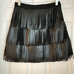 Black “leather” fringed skirt new
